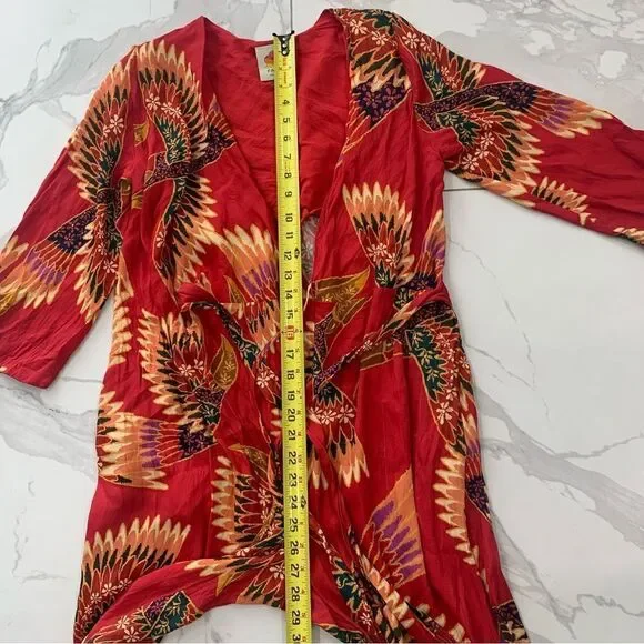 FARM Rio Jumpsuit Women Small Red Wonderful Deep V-Neck toucans Crop Ajustable - Picture 4 of 12